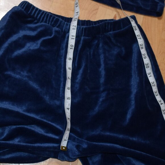 FEELGOODSTORE Women's Sz M Blue Velour Mock Neck Top & Pants Outfit - Picture 7 of 10
